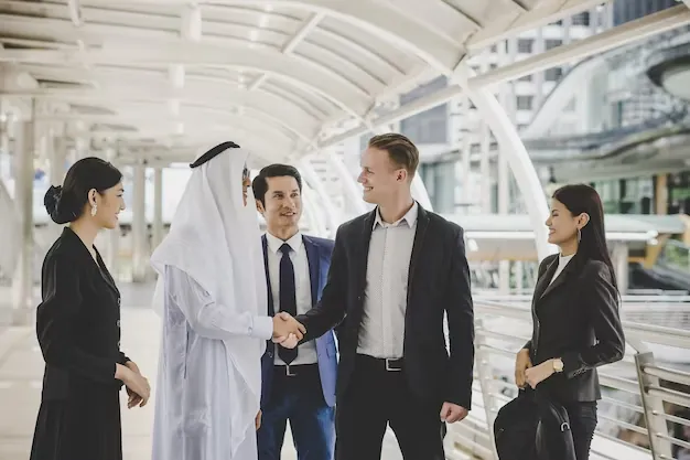 Visa consultant welcoming a client